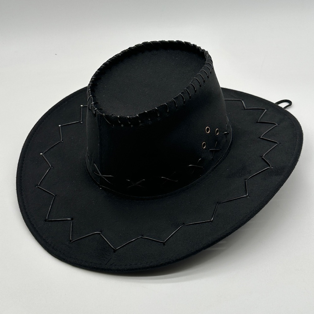 Mens Women Hats Sun Shield Cowboy Cowgirl Adult Hat Felt Whipstitched GMC Black - Picture 3 of 4